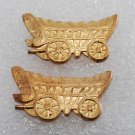 Vintage Chuck Wagon Stamping Pair Nicely Detailed Brass Metal Old West