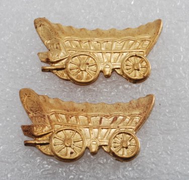 Vintage Chuck Wagon Stamping Pair Nicely Detailed Brass Metal Old West
