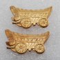 Vintage Chuck Wagon Stamping Pair Nicely Detailed Brass Metal Old West