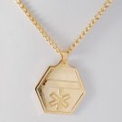 VINTAGE GOLD TONE METAL MEDICAL ALERT NECKLACE JEWELRY ENGRAVABLE
