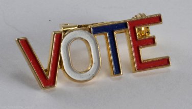Vintage Red White Blue Enamel Political Vote Pin