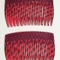 Vintage Hair Comb Pair Made in France Black Pink Pinstirpe Accessorie