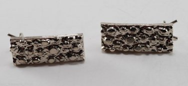 VTG Silver Metal Small Hair Barrette Accessorie Pair 2