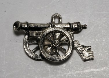 Vintage Silver Tone Cannon Pendant Charm Finding