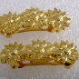 Vintage Hair Barrettes Pair Daisy Gold Plated Metal Hair Accessories