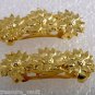 Vintage Hair Barrettes Pair Daisy Gold Plated Metal Hair Accessories