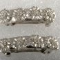 Vintage Hair Barrettes Pair Four Flower Silver Plated Metal Hair Accessories