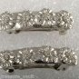 Vintage Hair Barrettes Pair Four Flower Silver Plated Metal Hair Accessories