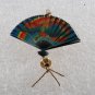 Vintage Enamel Fan Pendant Pin Broach Jewelry Silver Metal