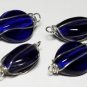 Vintage Cobalt Blue Glass Silver Wire Connector Bead Finding