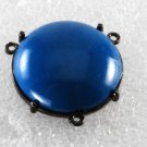 Vintage Blue PLastic and Metal 3 Hole Connector Bead Finding Jewelry Making