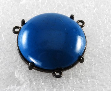 Vintage Blue PLastic and Metal 3 Hole Connector Bead Finding Jewelry Making