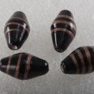 Vintage Glass Beads Lot of 4 Black Gold Bicone Jewelry Making Drilled Through