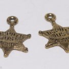 VTG Gold Metal Deputy US Marshall Badge Pendant Pair