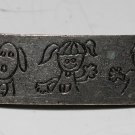 Vintage Silver Metal Dog & Children Hair Barrette