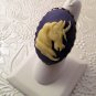 LTV Creation "Purple Unicorn" Ring Industrial Raw Brass Metal Resin Cast Cameo