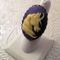 LTV Creation "Purple Unicorn" Ring Industrial Raw Brass Metal Resin Cast Cameo