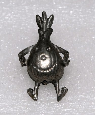 Vintage Silver Pewter Onion Happy Face Pin Jewelry