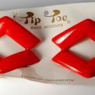 Vintage Red Tip Toe SHoe Clips Art Deco Style Plastic Shoe Accessories