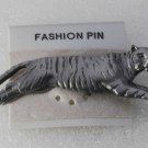 Vintage Tiger Silver Metal Fashion Jewelry Pin New on Card