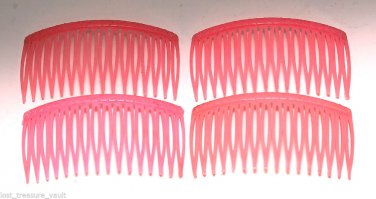 Vintage Pink Hair Comb Hair Plastic Accessories Set 4