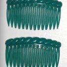Vintage Green Made In Hong Kong Hair Comb Pair