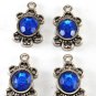 Vintage Silver Metal Blue Glass Gem Pendant Copyright ID Jewelry Making Finding