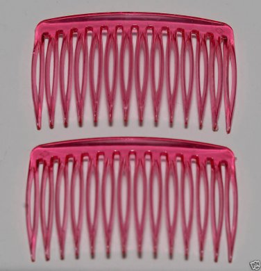 Vintage Pink Plastic Hair Comb Hair Clip Pair Accessory