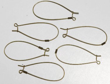 Vintage Brass Metal Oval Loop Ear Wire Jewelry Making 6
