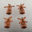 Vintage Set of 4 Wind Mill Moving Blades Copper STamping Pendant Jewelry Making