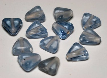 Vintage Light Blue Triangle Drilled Glass Bead Finding