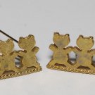 Vintage Gold Metal 3 Bear Hair Barrette Pair Accessorie
