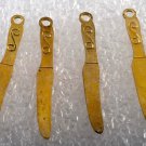 Vintage Set of 4 Butter Knife Brass STamping Pendant Jewelry Making Charms