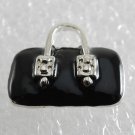 Black Handbag Pocketbook Magnet Silver Metal Black Enamel Accessorie