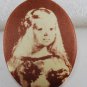 VTG Screen Printed Satin Oval Plastic Velazquez Infanta Margarita Finding Brown
