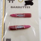 Vintage Tip Top Hair Barrette LipStick Pair Faberge Wire Back Red NOC Dead Stock