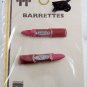 Vintage Tip Top Hair Barrette LipStick Pair Faberge Wire Back Red NOC Dead Stock