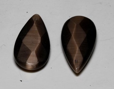 VTG Brown Glass Synthetic Cat Eye Faceted Bead Finding