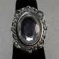 Vintage Silver Metal Adjustable Glass Stone Ring