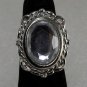 Vintage Silver Metal Adjustable Glass Stone Ring