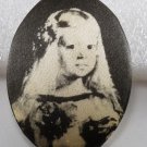 VTG Screen Printed Satin Over Oval Plastic Velazquez Infanta Margarita Finding B