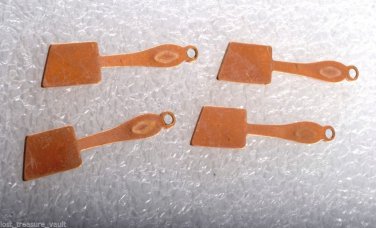 Vintage Set of 4 Angled SPatula Copper STamping Pendant  Jewelry Making