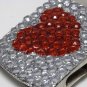 Vintage Rinestone Heart Silver Metal Belt Buckle
