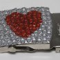 Vintage Rinestone Heart Silver Metal Belt Buckle