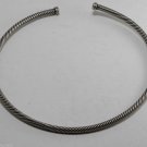 Vintage Silver Plated Rope Stiff Metal Choker Necklace