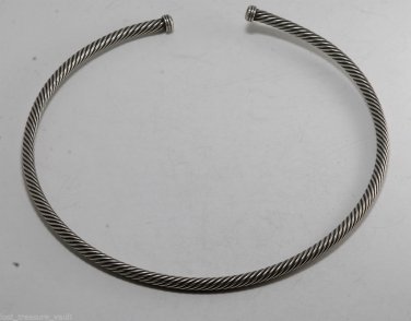 Vintage Silver Plated Rope Stiff Metal Choker Necklace