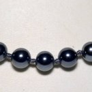 Vintage Made in Japan Hematite Pearl Bead Necklace