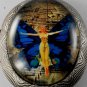 Victorian Style Silver Plated Brass Locket Music Butterfly Glass Dome Cabochon