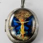 Victorian Style Silver Plated Brass Locket Music Butterfly Glass Dome Cabochon