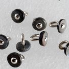 Vintage set of 8 Gray Abalone Shoe Beads Silver Metal Doll Baby Clothing